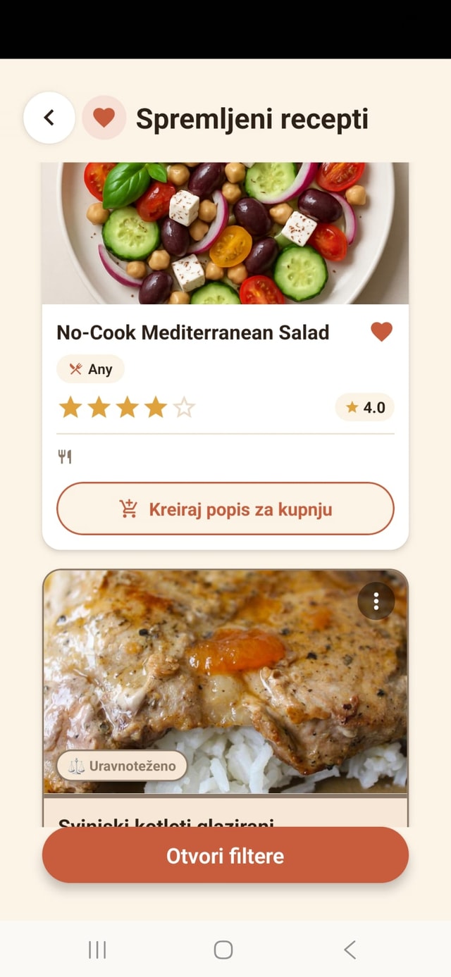 Vaši spremljeni recepti i ocjene