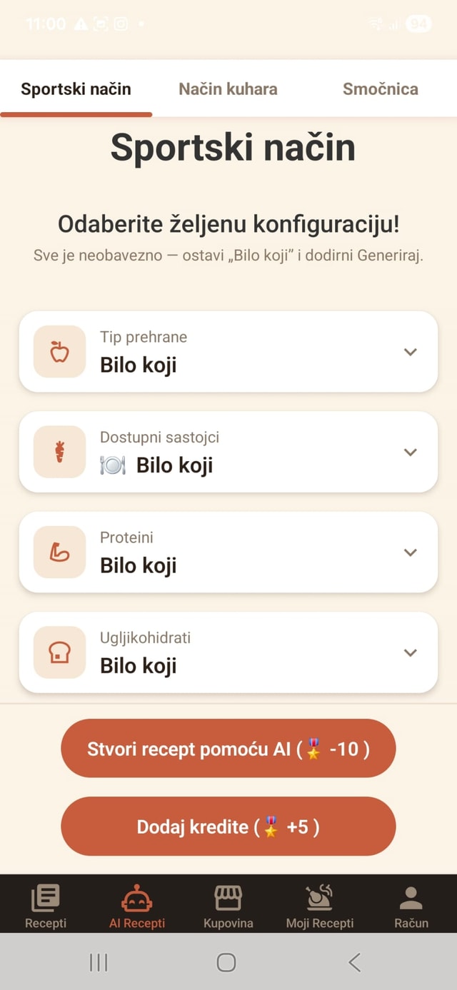Sport mod — recepti prilagođeni makronutrijentima